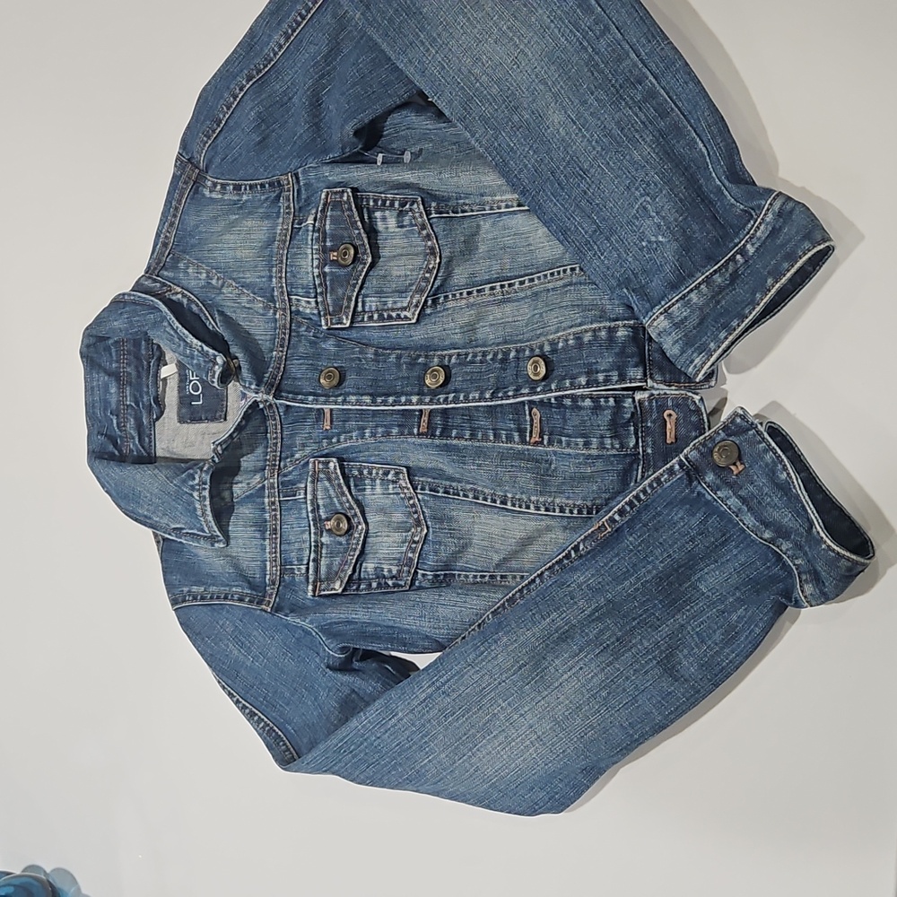 Cropped Womens Jean Jacket." Loft" Sz 0    Sz Xs - Picture 2 of 5